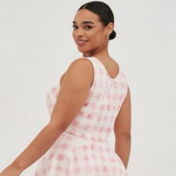 Torrid Women’s Plus Size 2X Pink Plaid Cropped Tank Top - Picture 2 of 6